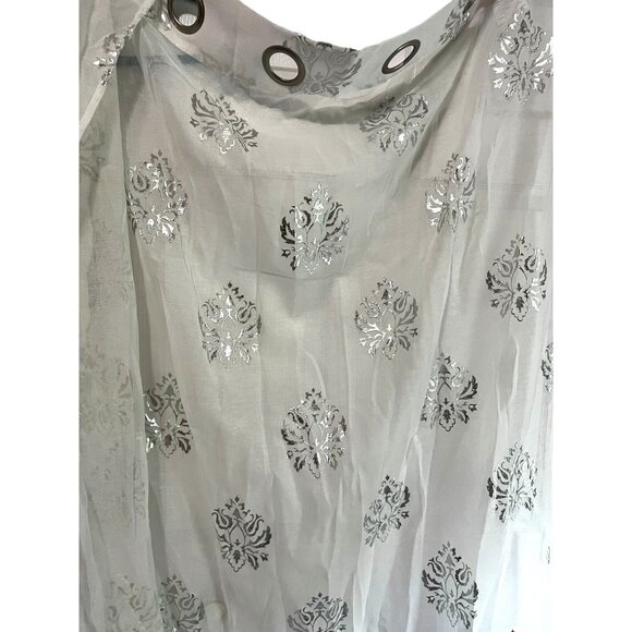 Dainty Home Set of 2 White & Silver Curtain Panels with Grommets 98" x 36" - Picture 2 of 9